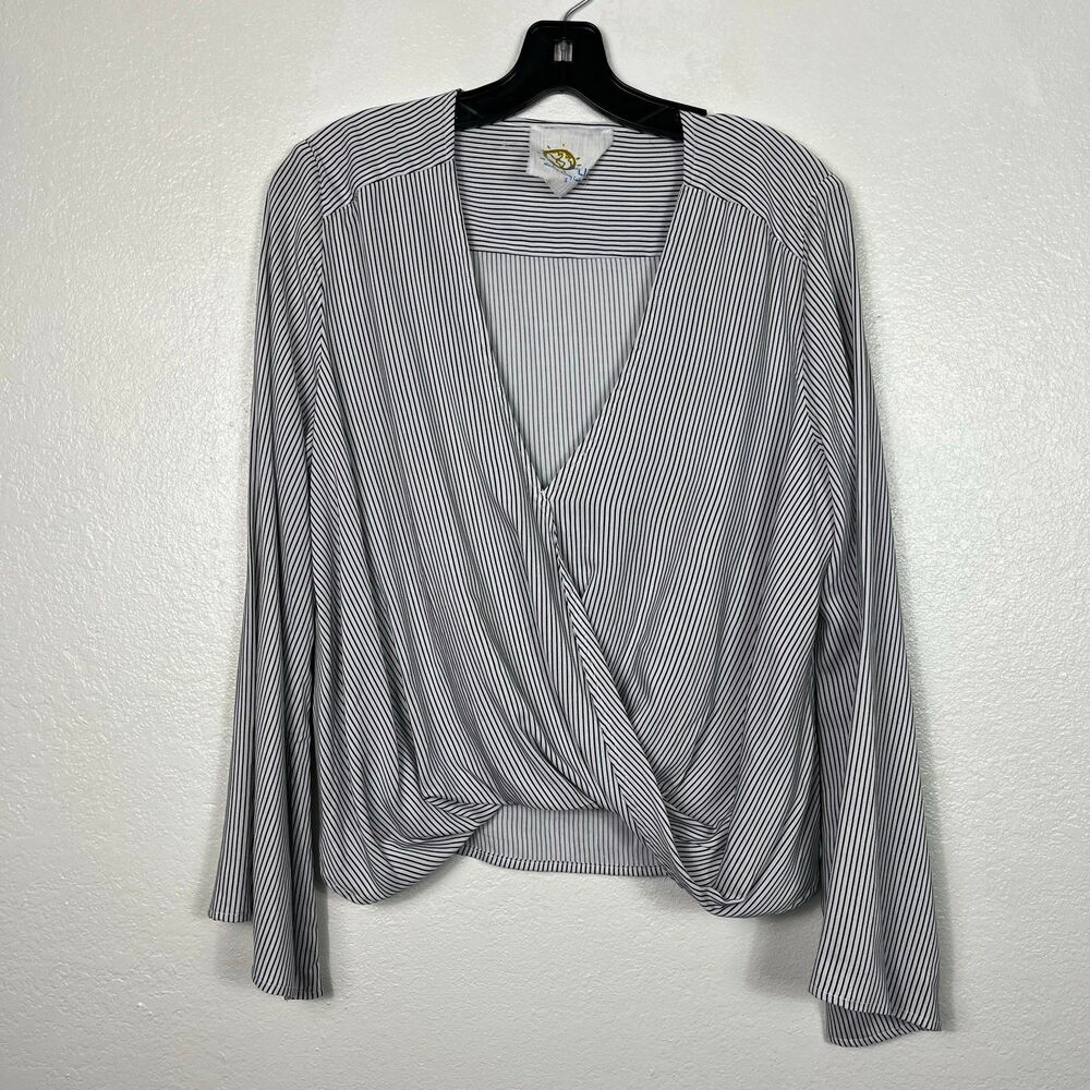 Planet Blue life Hayley Blouse navy stripe small rayon